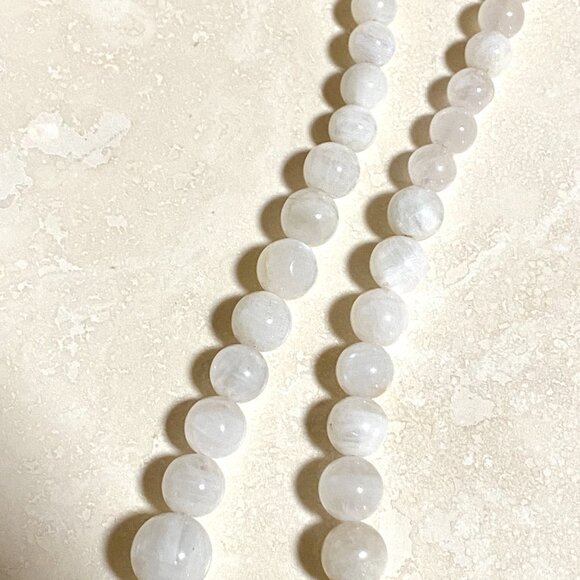 Genuine White Moonstone Graduated Bead Necklace,Classic Gemstone Beaded Necklace - Picture 12 of 17